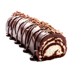Chocolate roll cake on a transparent background