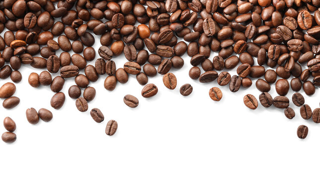 Many roasted coffee beans isolated on white , top view © New Africa