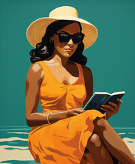 Black Woman Reading on the Beach