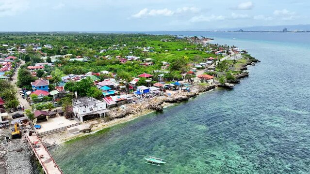 Aerial shot of the small Olango Island just off the coast of Cebu City Philippines.