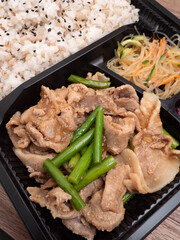 豚肉とニンニクの芽炒めの弁当