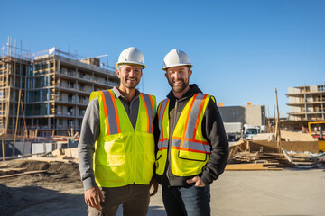 engineers are diligently overseeing the construction of a tall building for the best possible outcome. Generative AI.