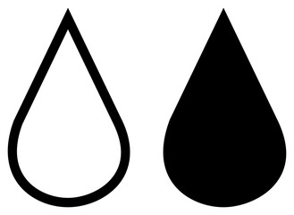 Water drop outline and silhouette icon set. Collection of raindrop. 