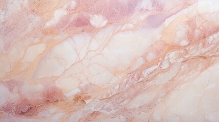 Obraz na płótnie Canvas Beige Marble with Pink Veins Horizontal Background. Abstract stone texture backdrop. Bright natural material Surface. AI Generated Photorealistic Illustration.
