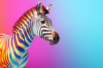 zebra with colorful background