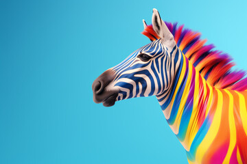 Naklejka premium zebra with colorful background