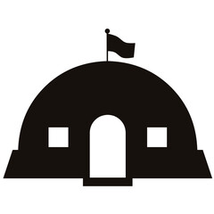 Barrack silhouette vector. Military barrack silhouette can be used as icon, symbol or sign. Barrack icon vector for design of military, base or camp