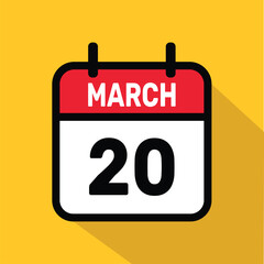 Fototapeta premium Vector Calendar March 20 illustration background design.