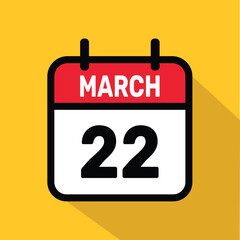 Vector Calendar March 22 illustration background design.