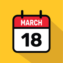 Vector Calendar March 18 illustration background design.