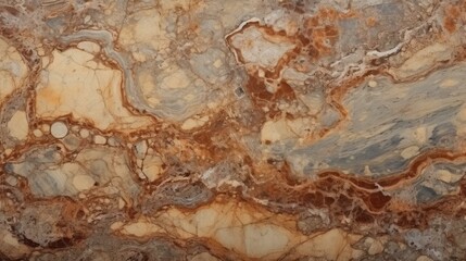 Beige Marble with Rusty Iron Horizontal Background. Abstract stone texture backdrop. Bright natural material Surface. AI Generated Photorealistic Illustration.