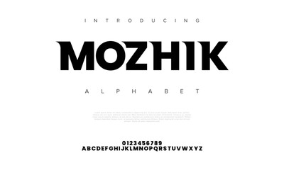 Mozhik creative modern urban alphabet font. Digital abstract moslem, futuristic, fashion, sport, minimal technology typography. Simple numeric vector illustration