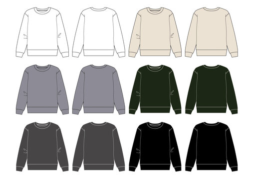 ベーシックスウェットカラーバリエーション/メンズレディース/線画前後セット