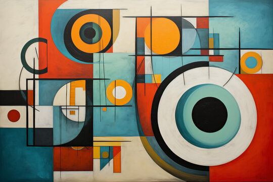 Abstract composition that visually represents different emotions through shapes, colors, and textures. Each element symbolize a specific state of mind, offering a unique and subjective interpretation