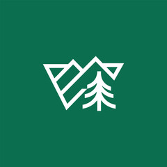 adventure logo design. Vector illustration letter W and pine tree shape. modern logo design vector icon template