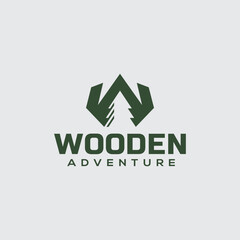 adventure logo design. Vector illustration letter W and pine tree shape. modern logo design vector icon template