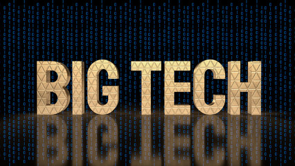 The Gold Big tech on digital Background for Business or technology concept 3d rendering - obrazy, fototapety, plakaty