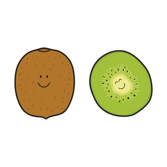 Vector illustration color children cute smiling fruit kiwi clipart