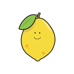 Vector illustration color children cute smiling fruit lemon clipart