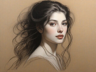 Naklejka premium High quality hyper-realistic portrait, 8K Ultra HD. The woman is portrayed in a moonlit setting, her features bathed in a soft, diffuse glow that accentuates the delicate nuances of her expression. In
