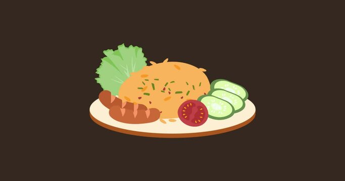 nasi goreng is made from rice shrimp animation