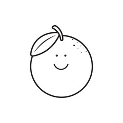 Hand drawn Vector illustration color children cute smiling fruit orange clipart