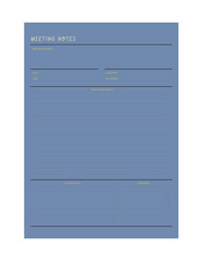 meeting notes planner. Minimalist planner template set. Vector illustration.