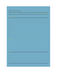 meeting notes planner. Minimalist planner template set. Vector illustration.