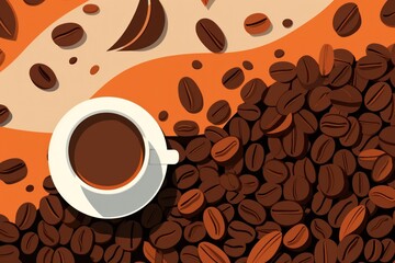 Obraz premium illustrations flat coffee mocca background. Generative AI.