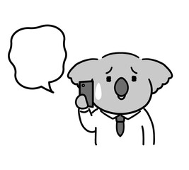 電話応対で悩む働くコアラのキャラクター