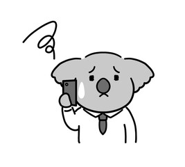 電話応対で悩む働くコアラのキャラクター