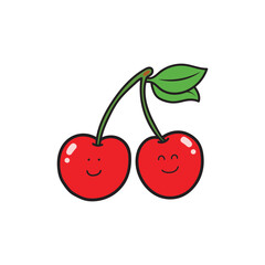 Vector illustration color children smiling fruit cherry clipart