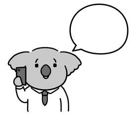 電話をしている働くコアラのキャラクターイラスト