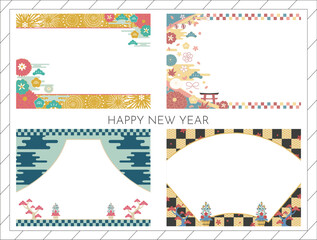 Obraz premium 新年に使いやす和風フレームセット