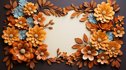 Naklejka na ściany i meble AI art Paper craft & felt flower　 ペーパークラフト フェルト　花の背景