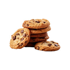 Choco chips cookies isolated on transparent background Generative AI