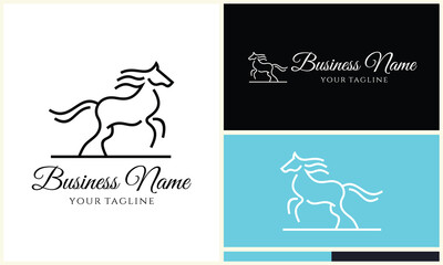 horseshoe racehorse horsemanship logo template