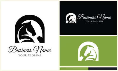 Fotobehang horseshoe racehorse horsemanship logo template © cplcrtn