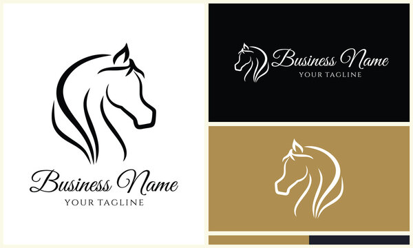 horseshoe racehorse horsemanship logo template
