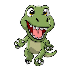 Cute dinosaur cartoon on white background