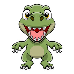 Cute dinosaur cartoon on white background