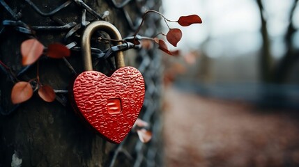 A heart-shaped lock, securing love's commitment
