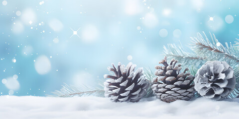 christmas background with cones  ai generative