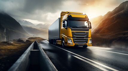Truck on the highway at night with motion blur. 3d rendering
generativa IA