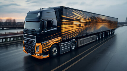 Truck on the road with motion blur effect. 3d rendering
generativa IA