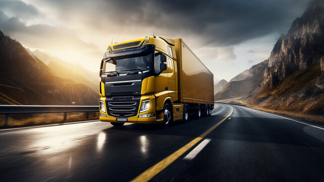  truck on the road with mountains in the background. 3d rendering
generativa IA