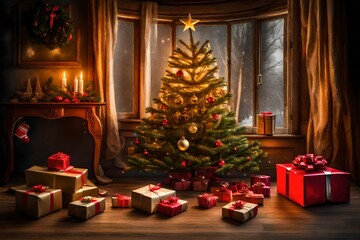 christmas tree with gifts