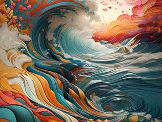 abstract background with waves generative ai