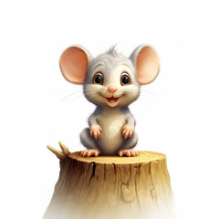 mouse sitting on a stump