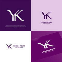 YK Initial Modern Typography Emblem Logo Template for Business